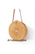 Ata round bag plain pattern with leather clip